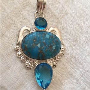 Pendant for necklace with glass and stone silver